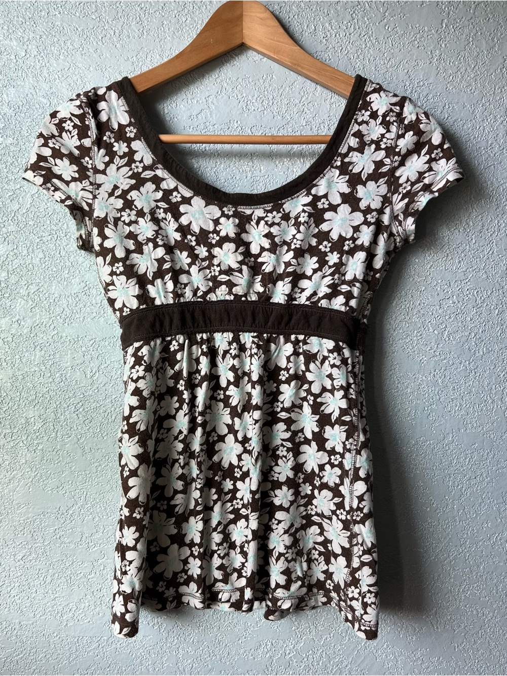 Y2K Hollister California 1922 Brown Floral Babydoll Top Size S 100% Cotton - Picture 2 of 4